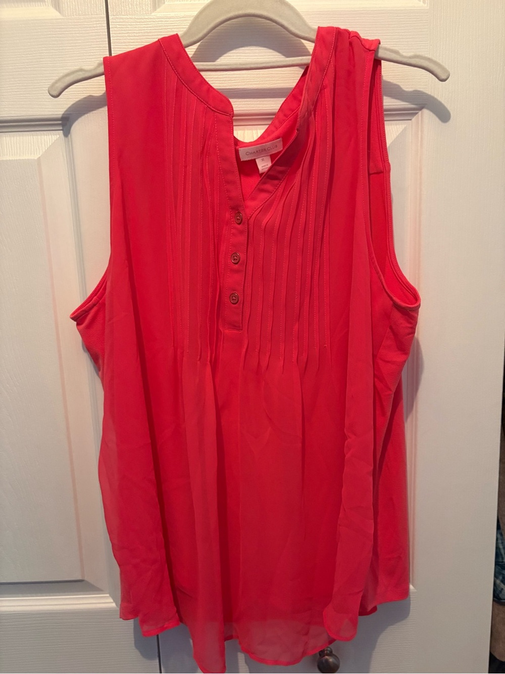 Charter Club Button Front Top in Coral